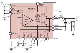 15V, ±5A Rail-to-Rail Synchronous Buck Regulator
