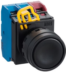 Pushbutton, unlit, groping, 1 Form A (N/O), waistband round, black, mounting Ø 22 mm, YW1B-M1E10B