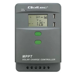 Qoltec Solarny regulator ładowania MPPT z czujnikiem temperatury 40A 12V / 24V LCD 2 x USB Bluetooth APP GEL LiFePO4