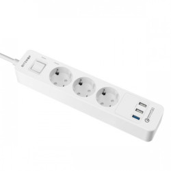 Listwa zasilająca z zabezpieczeniami - 3 gniazda + 3 USB z QuickCharge 3.0 - BlitzWolf BW-PS1