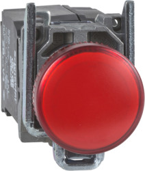 Signal light, illuminable, waistband round, red, front ring silver, mounting Ø 22 mm, XB4BVM4