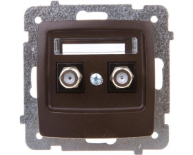 KARO Gniazdo antenowe podwójne typu F czekoladowy metalik GPA-2SF/m/40