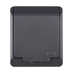 Hermes Gniazdo hermetyczne pojedyncze natynkowe z uziemieniem 16A IP44 antracyt 0321-07