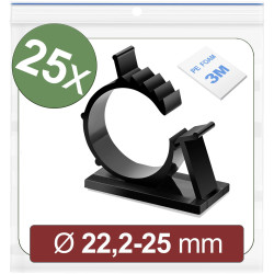 Quadrios 24CA454 Cable Clips Self-adhesive Black 25 pcs Bundle &#xD8; 22.2-25 mm