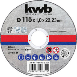 kwb 711811 cutting disc 115mm steel extra thin for stainless steel