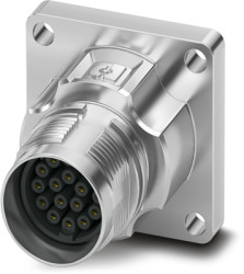 Surface mount socket, M17, 17 pole, crimp connection, standard/ONECLICK quick locking system, straight, 1628925