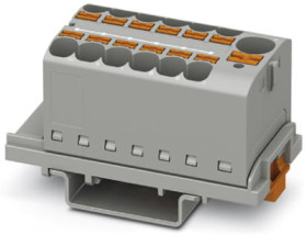 Distribution block, push-in connection, 0.2-6.0 mm², 13 pole, 32 A, 6 kV, gray, 3273614