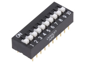 Przełącznik DIP-SWITCH Ilość sekcji 10 ON-OFF 0,025A/24VDC A6E-0104-N