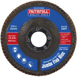 Faithfull FAIFD115120Z Zirconia Abrasive Jumbo Flap Disc ZA120 115mm