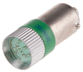 Lampka kontrolna Zielony 24V ac/dc BA9s LED średnica 10mm długość 28mm
