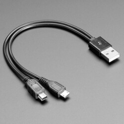 USB cable - 8" A to Mini B Charging and Micro B Data