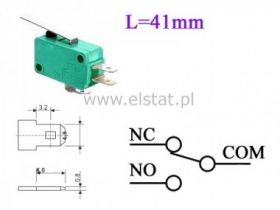 Przełącznik krańcowy L=41mm 16A - duży