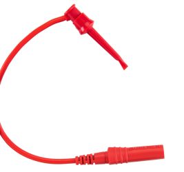 Chwytak bezp. haczyk. 1N-0022-R + przewód gn. 4mm CAT III 600V, 5A czerwony