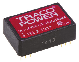Przetwornica DC-DC, 3W, Uwe 9 → 18 V DC, Uwy 5V dc, Iwy 600mA, TRACOPOWER