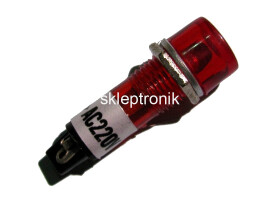 Kontrolka neonowa FI 9mm 230V czerwona 2szt