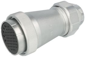 Gniazdo; przemysłowe okrągłe; WF55K53TE1; 53 tory; proste; lutowany; 2,0;2,5mm2; WF55; na przewód; skręcane; stop cynku chromowa