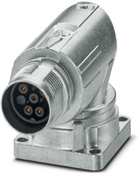 Surface mount socket, M17, 6 pole, crimp connection, standard/ONECLICK quick locking system, angled, 1628512