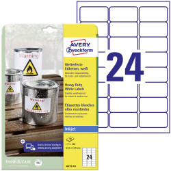 Avery-Zweckform J4773-10 Weatherproof Labels Inkjet 63.5x33.9mm White 240 pcs