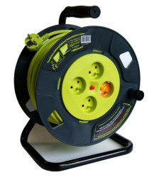 Przedłużacz bębnowy 40m OWY 3X1,5mm H05VV-F, 4-gniazdowy z zabezpieczeniem termicznym, lemon 24447