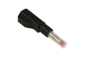 Wtyk bananowy; 4mm; 25.450.2; czarny; bezpieczny; 56mm; wtykany (gniazdo bananowe 4mm); lutowany; 32A; 600V; mosiądz niklowany;