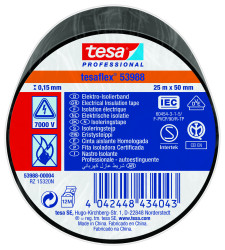 Taśma izolacyjna Czarny szerokość: 50mm grubość: 150mm długość: 25m Miękki PVC 7000V Tesa