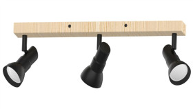 Lampa Sufitowa Reflektorki Na Listwie Triest Kolor Czarny Mat/Drewno Metal,...