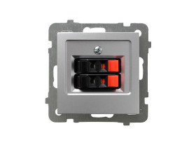 AS Gniazdo głośnikowe podwójne srebrne GG-2G/m/18 OSPEL