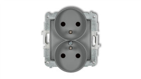 Icon Mechanizm Gniazda Podwójnego Do Ramki Z Uziemieniem 2X(2P+Z) (Przesłony...