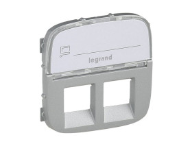 VALENA ALLURE Plakietka aluminium gniazda podwójne 2xRJ45 kategorii 6 UTP 755487 LEGRAND