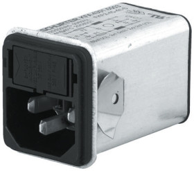 Złącze IEC 4A C14 250V ac Schurter Męski Montaż zatrzaskowy 5 x 20 mm Szybkozłącze 4301.6003