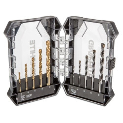 Zestaw wierteł 10 szt. - HSS 3, 4, 5, 6, 8 mm, do betonu 3, 4, 5, 6, 8 mm 55H210