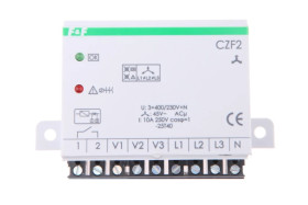 Przekaźnik zaniku i asymetrii faz z kontrolą styków stycznika 10A 1Z 4sek 45V CZF-2