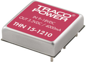 DC converter, 9-18 VDC, 15 W, 1 output, 24 VDC, 90 % efficiency, THN 15-1215