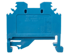 Złączka szynowa 2-przewodowa 4mm2 niebieska 281-104