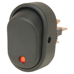 SCI R13-133L B/R RED SPST Oval Panel Mnt Rock Sw Red LED