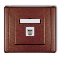 FLEXI Gniazdo telefoniczne pojedyncze 1xRJ11, 4-stykowe, beznarzędziowe brązowy metalik 9FGT-1