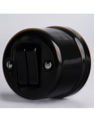 CERAMICZNY WŁĄCZNIK NATYNKOWY DWUTOROWY KLAWISZOWY CZARNY CWNT2KLB