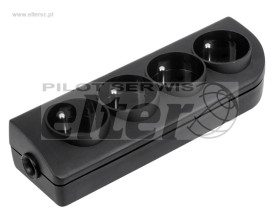 Listwa przedł. 4 gn. z uziemieniem czarna