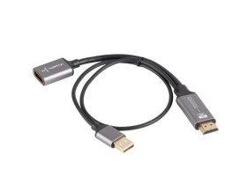 Adapter HDMI(M)-displayport(F) 4K na kablu 20CM srebrny AD-HD-DP-02