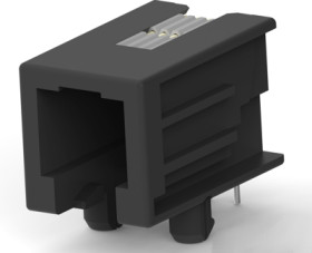 Socket, RJ22, 4 pole, 4P4C, Cat 3, solder connection, PCB mounting, 215875-1