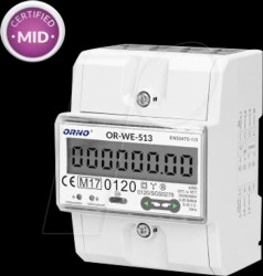 OR-WE-513 Three-phase current meter, 80 A, MID, 3 TE