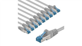 Cat 6A Kabel Krosowy, S/Ftp (Pimf), 1 M, Szary, Zestaw 10 - Długość Kabla 1 M