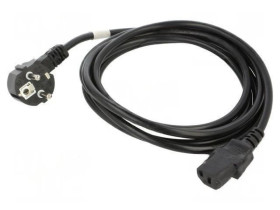 CA-C13C11CC-0030BK Kabel CEE 7/7 (E/F) wtyk kątowy,IEC C13 żeński PVC Dł: 3m
