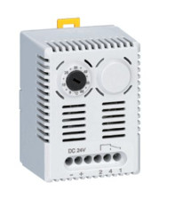 Termostaty 0°C do +60°C 28 V NC, NO Klipy do szyny 35 mm DIN EN60715 RS PRO parametry styku: 16A