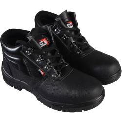 Scan JC-B917 4 D-Ring Chukka Safety Boots Black UK 5 EUR 38