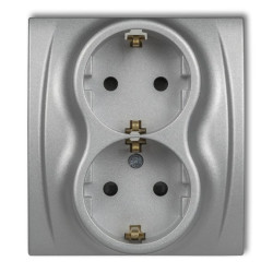 LOGO Gniazdo podwójne z/u SCHUKO srebrny metalik 7LGP-2sp