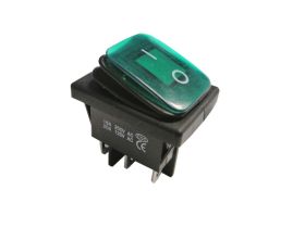 Włącznik kołyskowy KCD4-G 16A 250V podwójny on-on zielony hermetyczny IP65