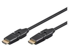 HDMI-HE120.020 Kabel HDMI 1.4 HDMI wtyk ruchomy 90,z obu stron 2m czarny