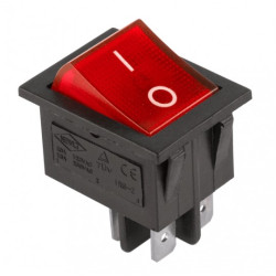 Wyłącznik kołyskowy 250V 16A podświetlany czerwony / czarny