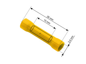 1x Konektor rurkowy łącznik fi-4,3mm na kabel 4-6mm2 izolowany żółty